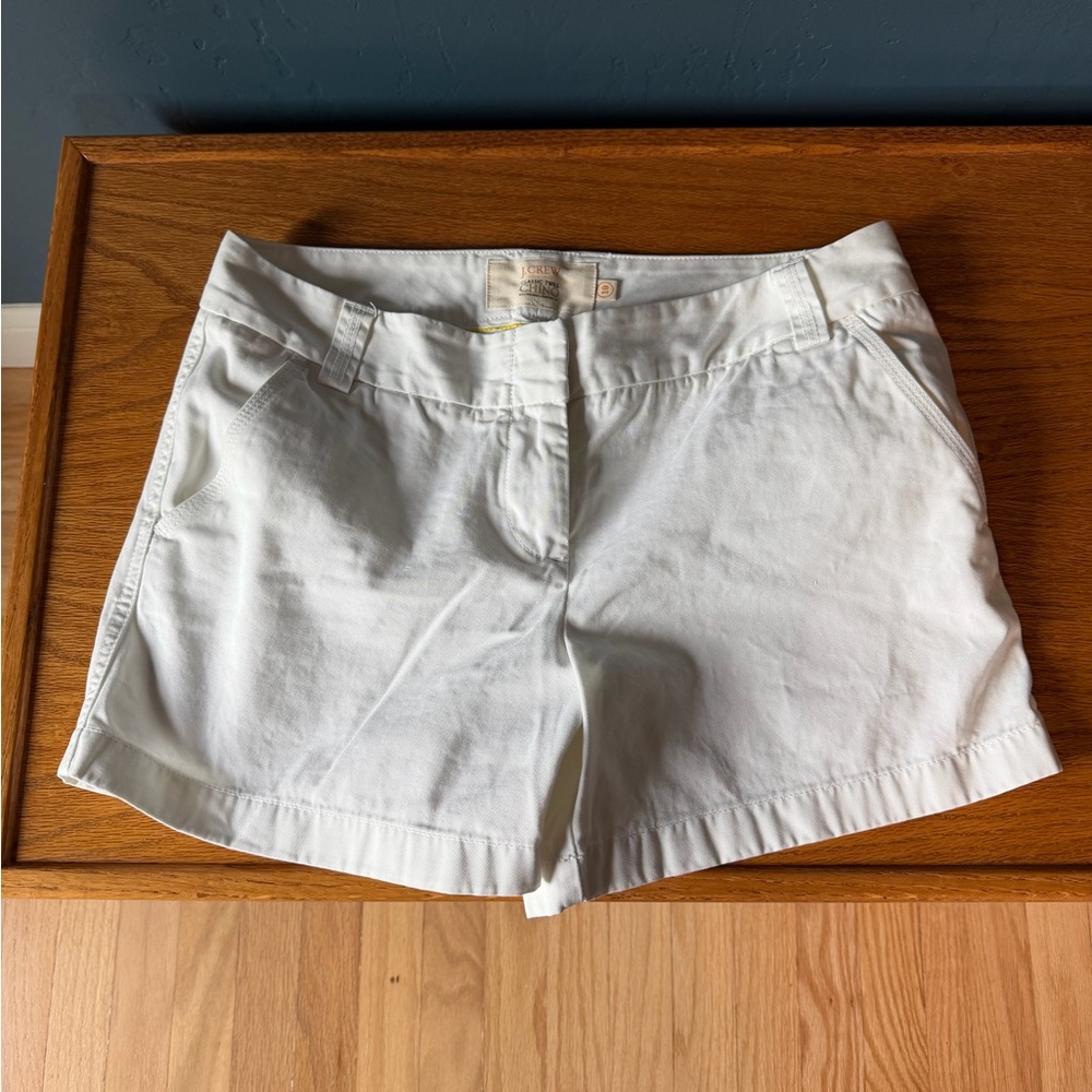 SZ 10 J. Crew City Fit White Cotton Chino Shorts